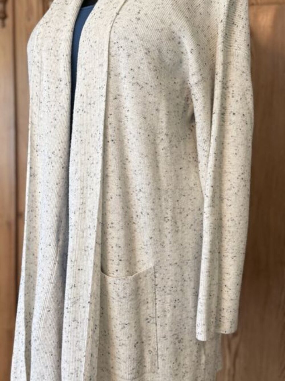Eileen Fisher Organic Cotton Speckle Long Open-Front Cardigan Size XL - Picture 5 of 6